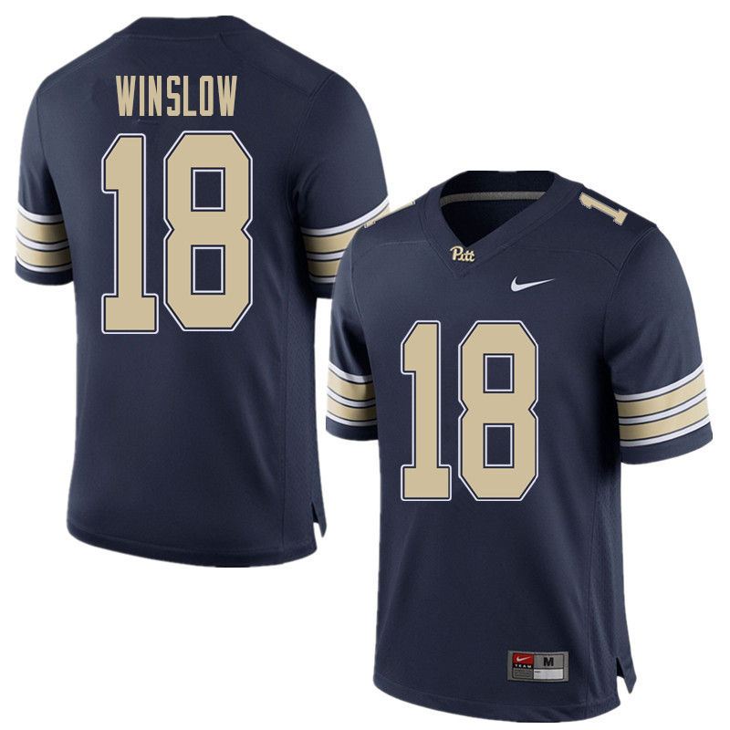 Men #18 Ryan Winslow Pittsburgh Panthers College Football Jerseys Sale-Home Blue